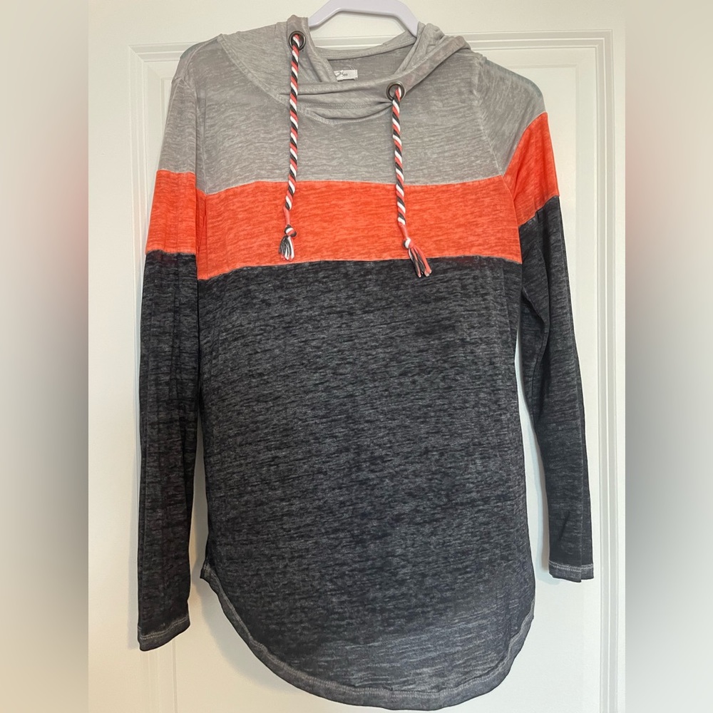 Women’s Maurice’s Drawstring Striped Burnwash Pullover‎ Hoodie - size S